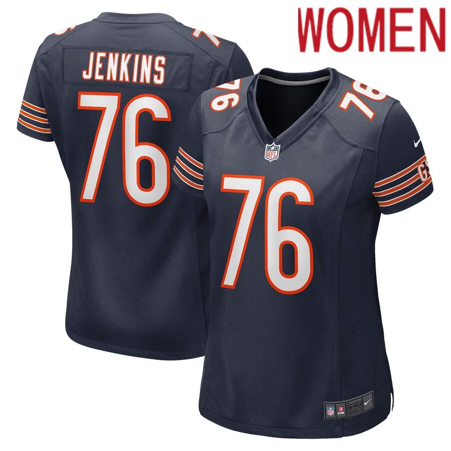 Women Chicago Bears 76 Teven Jenkins Nike Navy Game NFL Jersey